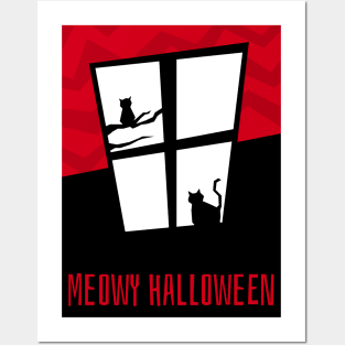 Meowy Halloween Funny Cat Design Posters and Art